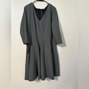 Lane Bryant Women’s Fit Flare Black White Jacquard Knit Dress Plus Size